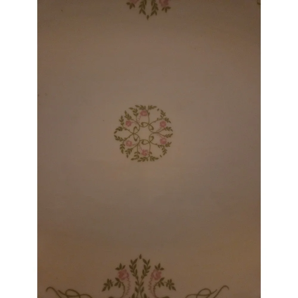 Weimar Germany Antique Platter Porcelain Pink & Green  Understated Elegance